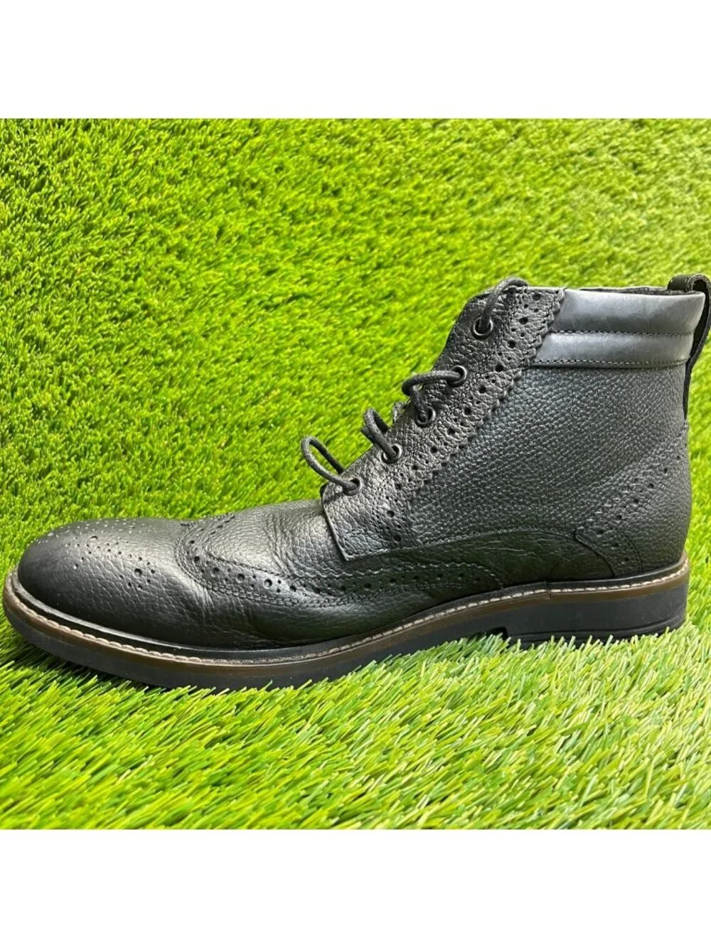 Nunn Bush Odell II Mens Size 10E Black Outdoor Leather Lace Up Wingtip Boots